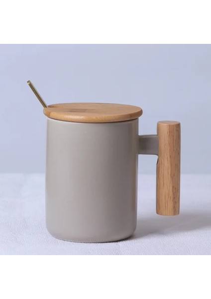 09 301-400 ml Iskandinav Ahşap Saplı Seramik Porselen Kupa Kahve Fincanları Edebi Su Çay Bardağı Süt Kupa Kahve Fincanı Drinkware Coffeeware Teaware (Yurt Dışından)
