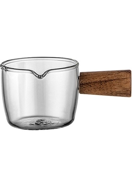 50ML Ölçeksiz 50ML/80ML Espresso Shot Cam Ahşap Saplı Tek Ağızlı Kahve Ölçüm Kabı Şarap Süt Kahve Çay Sürahisi Için Borosilikat Cam (Yurt Dışından)