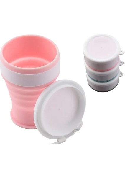 Pembe 200 ml Silikon Katlanır Cam Kamp Seyahat Kupa Taşınabilir Teleskopik Kahve Fincanı Açık Su Bardağı Katlanır Su Şişesi Drinkware (Yurt Dışından)
