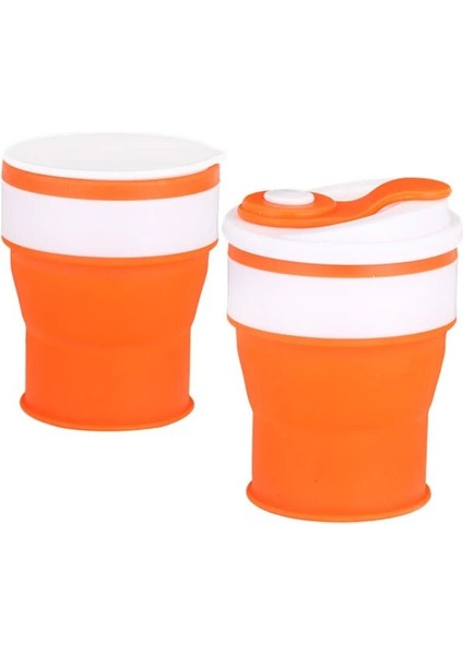 Turuncu 350ML Seyahat Kupası Katlanır Bardak Sıkıştırılmış Katlanabilir Çay Kupası Kadın Silikon Yüksek Sıcaklığa Dayanıklı Kahve Kupası Seyahat Seyahat Kupası (Yurt Dışından)
