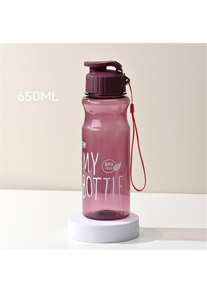 Şarap Kırmızısı 650ML 650ML Su Bardağı Spor Su Şişesi Çift Su Bardağı Plastik Taşınabilir Su Deposu Anti-Damla Açık Halat Su Şişesi Hediye Kupa (Yurt Dışından)