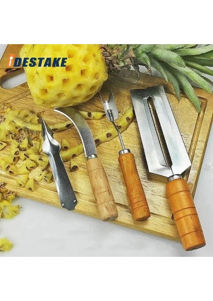 Soyucu 4 Stilleri Ananas Araçları Göz Sökücü Cımbız Tart Dilimleme Soyucu V Şeklinde Pala Soyma Bıçağı Paslanmaz Ahşap Saplı Kesici (Yurt Dışından) fiyatları