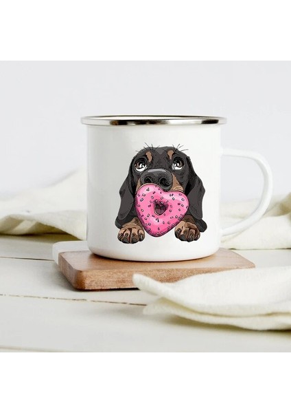 XH181-A015WH-8 360ML Komik Dachshund Baskı Yaratıcı Emaye Kupa Kahve Şarap Kupaları Karikatür Köpekler Paw Parti Içecek Bira Suyu Süt Bardak Sevgilisi Köpek Için Hediyeler (Yurt Dışından)