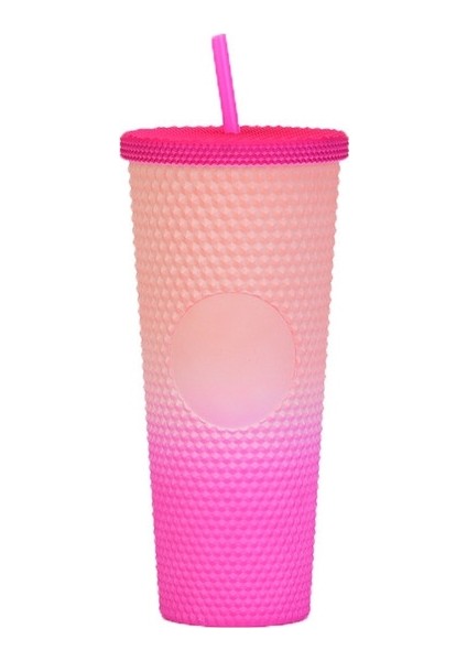 Gradient H 710ML Soğuk Su Şişesi 710ML Caneca Çay Su Bardağı Plastik Kapaklı ve Pipetli Boba Kahve Kupa Elektroliz Durian Bardaklar Kabarcık Makaro (Yurt Dışından)