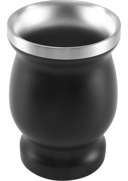 Siyah 2x Çift Duvar Paslanmaz Yerba Mate Kabak Çay Bardağı Seti Su Bardağı 2 Bombillas Payet Kaşık ve Temiz Fırça 8 Oz Siyah (Yurt Dışından)