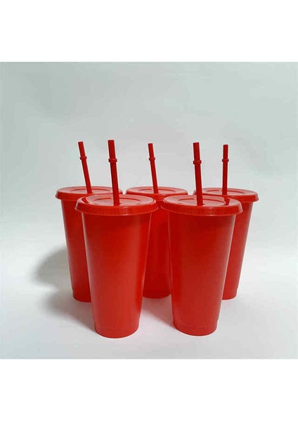 5 Adet 700ML-KIRMIZI 5 Adet 700ML/473ML Siyah Yeniden Kullanılabilir Plastik Su Şişesi Soğuk Kapaklı Bardak ve Saman Sihirli Bardak Kişiselleştirilmiş Kahve Kupa Dropship (Yurt Dışından) fiyatları
