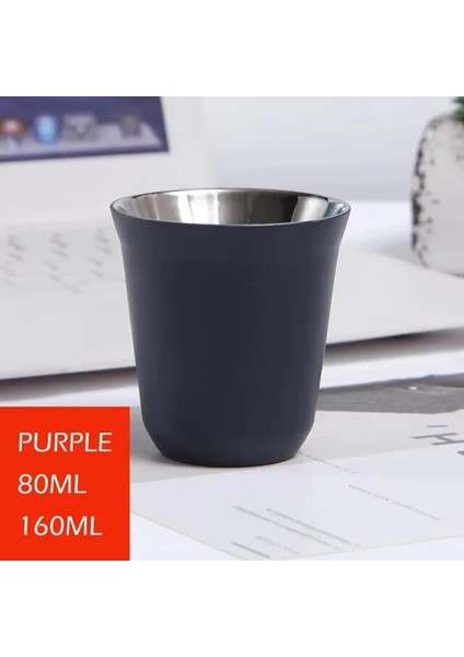Mor 160ML Termal Kupa Kahve Paslanmaz Çelik Bardak 80/160ML Yeniden Kullanılabilir Kupalar Espresso Latte Bira Bardakları Renkli Cam Tumbler Isıya Dayanıklı 1 Adet (Yurt Dışından)