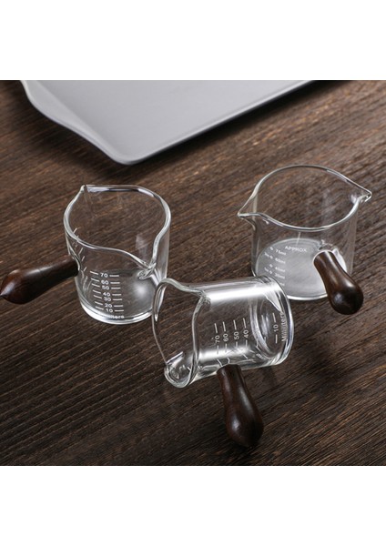 C Cam Kahve Ölçme Kabı Çift Borulu Espresso Shot Cam Ahşap Saplı Espresso Olarak Yüksek Borosilikat Cam Ölçme Kabı (Yurt Dışından)