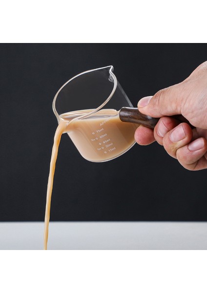C Cam Kahve Ölçme Kabı Çift Borulu Espresso Shot Cam Ahşap Saplı Espresso Olarak Yüksek Borosilikat Cam Ölçme Kabı (Yurt Dışından)