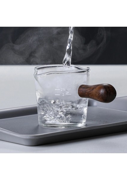 C Cam Kahve Ölçme Kabı Çift Borulu Espresso Shot Cam Ahşap Saplı Espresso Olarak Yüksek Borosilikat Cam Ölçme Kabı (Yurt Dışından)