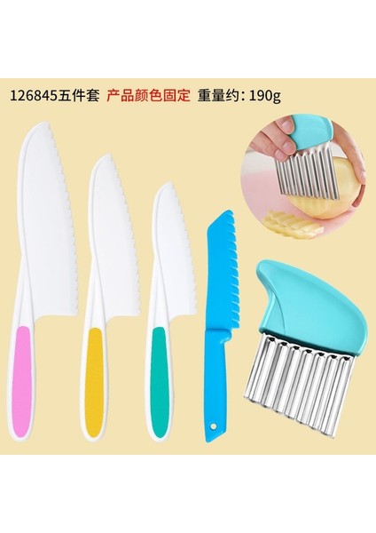 Bıçak Beş Parçalı Set Ev Tipi Patates Dilimleyici, Patates Cipsi Kesme Dalgası, Kurt Dişi Kesme Bıçağı, Patates Cipsi Modelleme Bıçağı, Çocuk Plastik (Yurt Dışından)