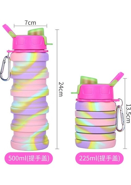 Pinkb 500 ml 500 ml Taşınabilir Geri Çekilebilir Silikon Şişe Katlanır Su Şişesi Açık Seyahat Içme Bardağı Karabina ile Katlanabilir Bardak (Yurt Dışından)