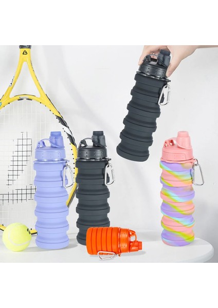 Pinkb 500 ml 500 ml Taşınabilir Geri Çekilebilir Silikon Şişe Katlanır Su Şişesi Açık Seyahat Içme Bardağı Karabina ile Katlanabilir Bardak (Yurt Dışından) modelleri