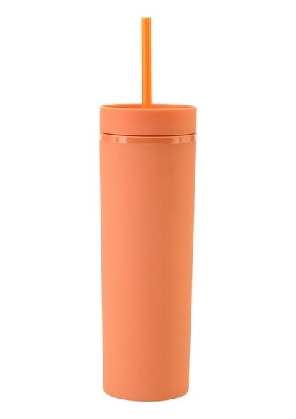 Renk 17 Sıcak Satış 16 Oz Akrilik Ince Sıska Bardak Renkli Mat Su Kapaklı Şişe Saman Çift Duvar Yeni Yıl Partisi Hediyeleri Için (Yurt Dışından)
