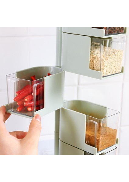 Iskandinav Yeşil 3 Adet Baharat Kutusu Döner Çeşniler Tutucu Dönen Baharat Rafı Şekerlik Plastik Saklama Kabı Mutfak Alet Setleri Tuzluk (Yurt Dışından) fırsatları