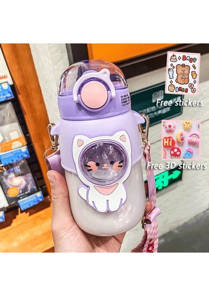 Renk 6 720 ml Çocuklar Çocuklar Için Su Şişesi Saman Çıkartmalar ile Sevimli Yaz Kawaii Plastik Bardak Taşınabilir Öğrenciler Okul Seyahat Kız Şişeleri (Yurt Dışından)