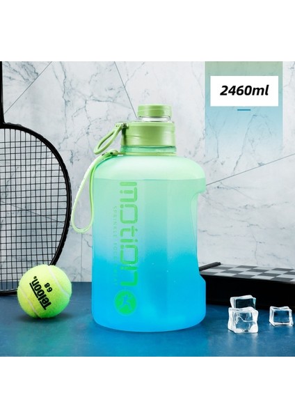 D 2460 ml 2 Litre Spor Su Şişesi Samanlı Büyük Kapasiteli Spor Ölçekli Degrade Su Isıtıcısı Açık Plastik Taşınabilir Su Şişesi (Yurt Dışından)