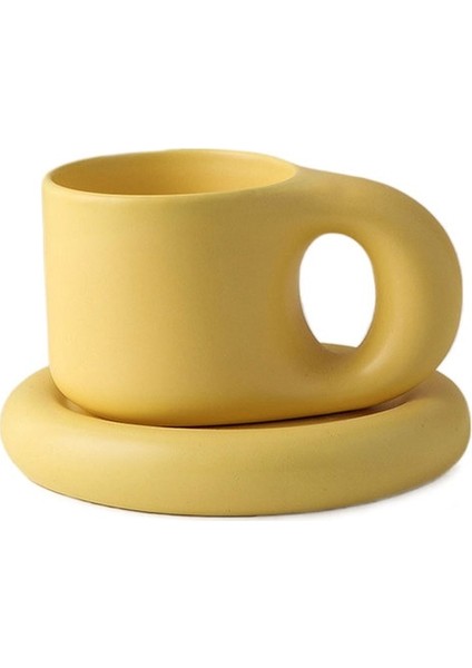 300ML Sarı 301-400ML 300ML/320ML Yaratıcı El Yapımı Yağ Kolu Kupa Seramik Espresso Kupalar Kahve Fincanları Çay Için Drinkware Büyük Tabak Seti Yaratıcı Hediyeler (Yurt Dışından) fiyatları