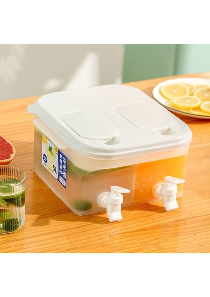 Beyaz 5l Büyük Soğuk Su Isıtıcısı Buzdolabı Çift Musluklu Limonata Şişesi Drinkware Su Isıtıcısı Pot Içecek Sebili Soğuk Su Sürahisi (Yurt Dışından)