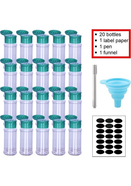 F 5/10/15/20 Adet Baharat Kavanozları Etiketli Plastik Şeffaf Baharat Şişesi Kapları Baharat Biber Tuz Cocina Mutfak Baharat Kavanoz (Yurt Dışından)