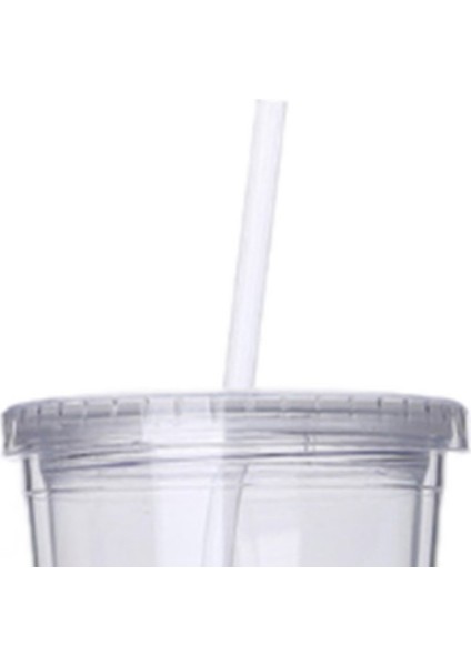 650ML Çift Katmanlı Melk Tumbler Stro Bardak Drinkbeker Met Deksel Smoothie Koud Drankje Mok Herbruikbare Meyve Bardağı Su Fles Plastik (Yurt Dışından)
