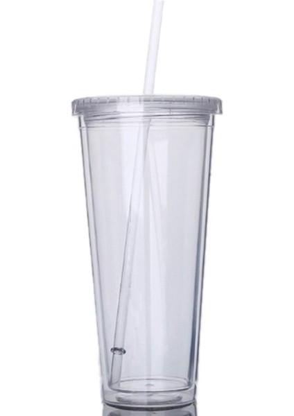 650ML Çift Katmanlı Melk Tumbler Stro Bardak Drinkbeker Met Deksel Smoothie Koud Drankje Mok Herbruikbare Meyve Bardağı Su Fles Plastik (Yurt Dışından)