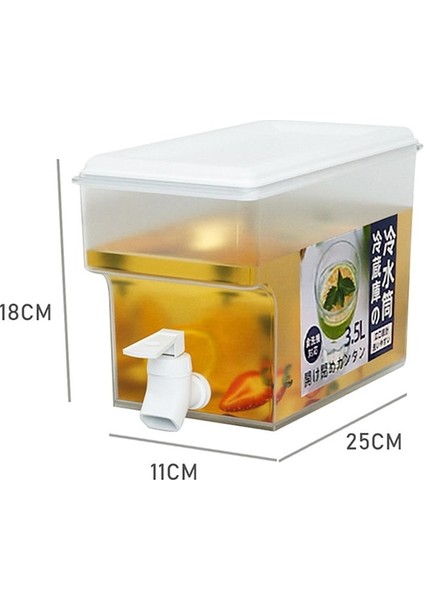3500ML-KARE Musluklu Sürahi Soğuk Su Deposu Şişe Musluk Dispenseri Su Isıtıcısı Limonata Musluk Dispenseri ile Içecek Için Mutfak Buzdolabı (Yurt Dışından)