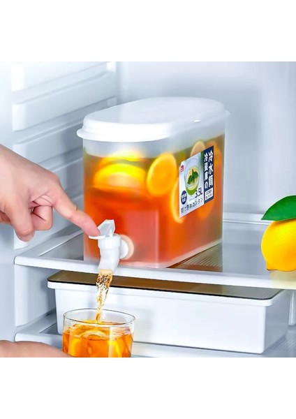 3500ML-KARE Musluklu Sürahi Soğuk Su Deposu Şişe Musluk Dispenseri Su Isıtıcısı Limonata Musluk Dispenseri ile Içecek Için Mutfak Buzdolabı (Yurt Dışından)