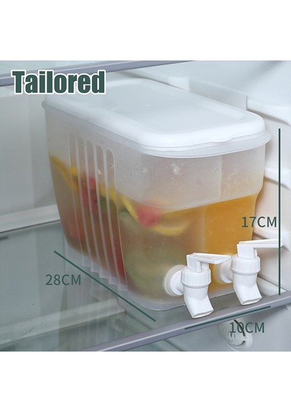 3500ML-KARE Musluklu Sürahi Soğuk Su Deposu Şişe Musluk Dispenseri Su Isıtıcısı Limonata Musluk Dispenseri ile Içecek Için Mutfak Buzdolabı (Yurt Dışından)