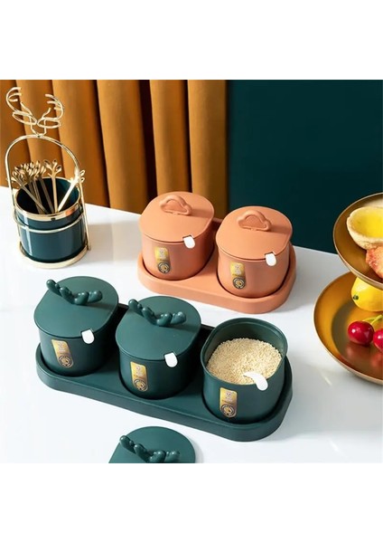 Yeşil (3 Kavanoz) Duvara Monte Baharat Kutusu Biber Şekerlik Tuz Baharat Çalkalayıcı Depolama Kavanoz Gadget Çeşni Kabı Mutfak Aksesuarı Organize (Yurt Dışından)