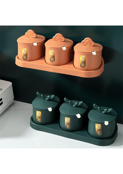 Yeşil (3 Kavanoz) Duvara Monte Baharat Kutusu Biber Şekerlik Tuz Baharat Çalkalayıcı Depolama Kavanoz Gadget Çeşni Kabı Mutfak Aksesuarı Organize (Yurt Dışından)