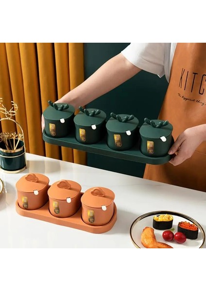 Yeşil (3 Kavanoz) Duvara Monte Baharat Kutusu Biber Şekerlik Tuz Baharat Çalkalayıcı Depolama Kavanoz Gadget Çeşni Kabı Mutfak Aksesuarı Organize (Yurt Dışından)