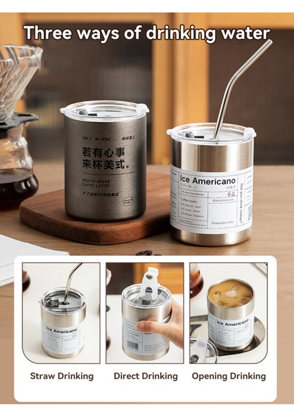 350 ml Simli Worthbuy 18/8 Paslanmaz Çelik Bardak Kahve Fincanı Kahve Fincanı ile Büyük Kapasiteli Taşınabilir Su Sızdırmaz Su Şişesi (Yurt Dışından)
