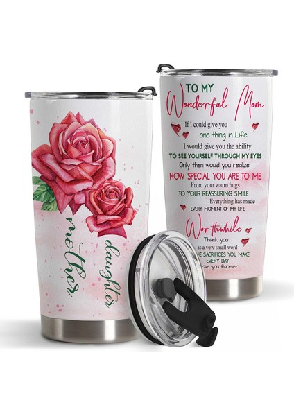 Stil 3 Kırmızı Gül Desen Paslanmaz Çelik 20 Oz Bardak Kapaklı Vintage Romantik Temalı Hediyeler Kadın Kızlar Için Sevgililer Günü Hediyesi (Yurt Dışından) fırsatları