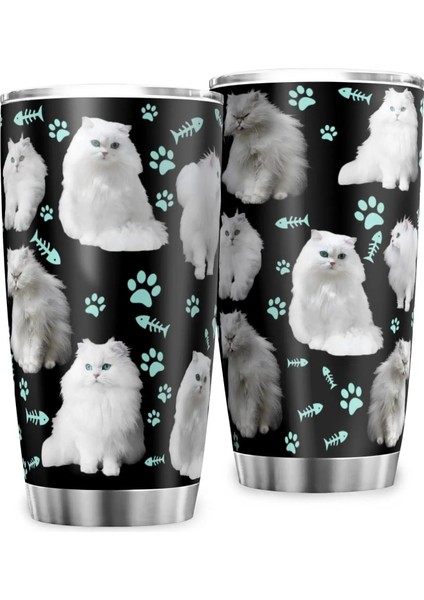 Stil 1 Kedi Hediyeleri Kedi Severler Için Kapaklı Tumbler 20 Oz, Kedi ve Kahve Severler Kadınlar Için Hediyeler Kız Erkek Kedi Paslanmaz Çelik Tumbler (Yurt Dışından) fırsatları