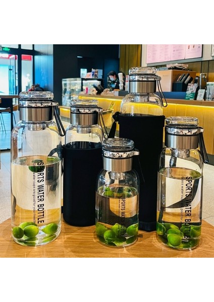 750ML 750-2000ML 2l Büyük Kapasiteli Su Şişesi Şeffaf Süt Suyu Bardağı Açık Seyahat Spor Taşınabilir Sızdırmaz Drinkware Çay Cam Şişe (Yurt Dışından)