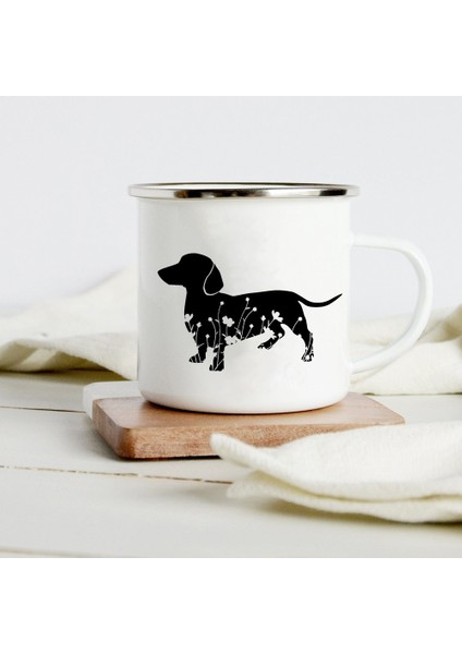 XH510-A015WH-8 360ML Komik Dachshund Baskı Yaratıcı Emaye Kupa Kahve Şarap Kupaları Karikatür Köpekler Paw Parti Içecek Bira Suyu Süt Bardak Sevgilisi Köpek Için Hediyeler (Yurt Dışından)