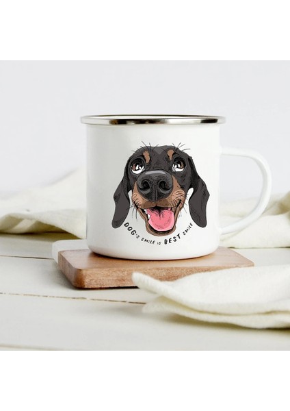XH510-A015WH-8 360ML Komik Dachshund Baskı Yaratıcı Emaye Kupa Kahve Şarap Kupaları Karikatür Köpekler Paw Parti Içecek Bira Suyu Süt Bardak Sevgilisi Köpek Için Hediyeler (Yurt Dışından)
