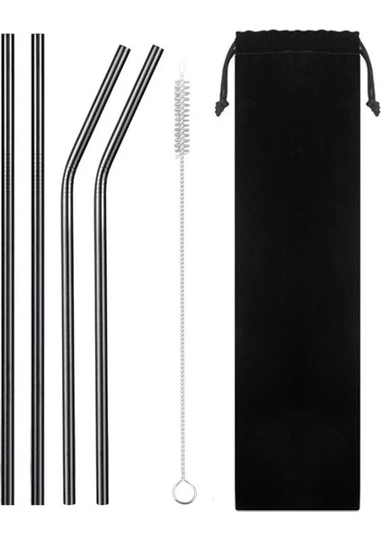 Siyah D Mutfak Aksesuarları Gadget Yeniden Kullanılabilir 304 Paslanmaz Çelik Pipet Metal Içecekler Bardak Pipet Temiz Fırça ile Cozinha Criativa (Yurt Dışından)