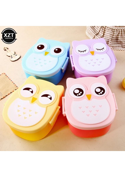 Pembe 1 Adet Sevimli Karikatür Baykuş Plastik Mühür Yemek Kabı Moda Uygun Çocuk Okul Piknik Taşınabilir Bento Sofra Piknik Seti (Yurt Dışından) modelleri