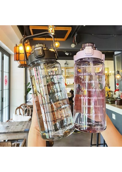 Degrade Pembe 2l 2 Litre Saman Plastik Su Şişesi Büyük Taşınabilir Seyahat Şişe Spor Fitness Fincan Yüksek Değer Büyük Yağ Fincan Yetişkin Evrensel (Yurt Dışından)