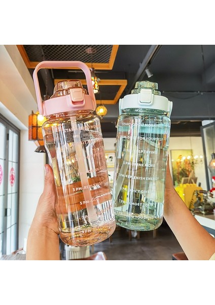 Degrade Pembe 2l 2 Litre Saman Plastik Su Şişesi Büyük Taşınabilir Seyahat Şişe Spor Fitness Fincan Yüksek Değer Büyük Yağ Fincan Yetişkin Evrensel (Yurt Dışından)