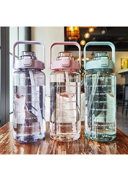 Degrade Pembe 2l 2 Litre Saman Plastik Su Şişesi Büyük Taşınabilir Seyahat Şişe Spor Fitness Fincan Yüksek Değer Büyük Yağ Fincan Yetişkin Evrensel (Yurt Dışından)