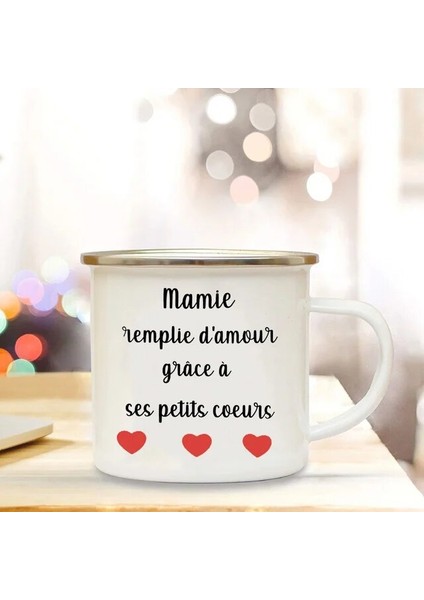 UXH155797-A015WH-8 Dünyanın En Iyi Büyükanne Baskılı Kupalar Yaratıcı Kahve Fincanları Içecekler Su Süt Kupası Emaye Kupa Ev Kolu Drinkware Mamie Hediyeler (Yurt Dışından)
