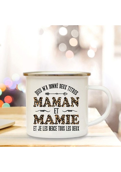 UXH155797-A015WH-8 Dünyanın En Iyi Büyükanne Baskılı Kupalar Yaratıcı Kahve Fincanları Içecekler Su Süt Kupası Emaye Kupa Ev Kolu Drinkware Mamie Hediyeler (Yurt Dışından)