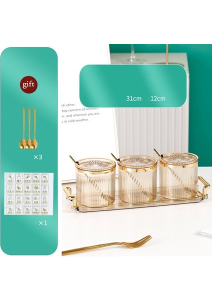 4 Adet Amber Hs Avrupa Akrilik Çizgili Baharat Kavanoz Akrilik Set Tuz Şeker Kavanoz Yaldızlı Mutfak Malzemeleri Soya Sosu Sirke Biber Depolama Şişesi (Yurt Dışından)