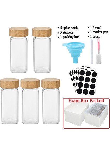 5 Adet Set 3/12 Adet Cam Baharat Kavanozları Bambu Kapaklı Baharat Baharat Kapları Tuz Biber Çalkalayıcılar Baharat Organizatör Mutfak Depolama Setleri Sıcak (Yurt Dışından)