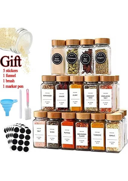 5 Adet Set 3/12 Adet Cam Baharat Kavanozları Bambu Kapaklı Baharat Baharat Kapları Tuz Biber Çalkalayıcılar Baharat Organizatör Mutfak Depolama Setleri Sıcak (Yurt Dışından)