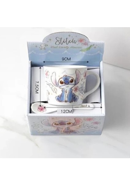 No7 250ML Disney Prenses Mickey Mouse Kahve Kupaları Seramik Bardak Çocuk Sevimli Karikatür Içme Bardağı 250ML Süt Suyu Çay Kolu Bardak + Kaşık (Yurt Dışından)