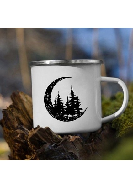 XH1705-A015WH-8 Dağ Bekliyor Baskı Emaye Kupa Yaratıcı Kamp Kahve Çay Su Süt Fincan Kupalar Kolu Drinkware Tatil Yürüyüş Hediye (Yurt Dışından)